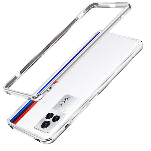 Luxury Aluminum Metal Frame Cover Case JZ1 for Vivo iQOO 7 5G Silver