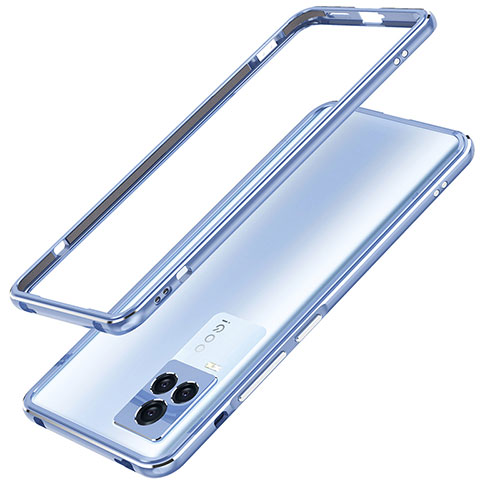 Luxury Aluminum Metal Frame Cover Case JZ1 for Vivo iQOO 7 5G Sky Blue