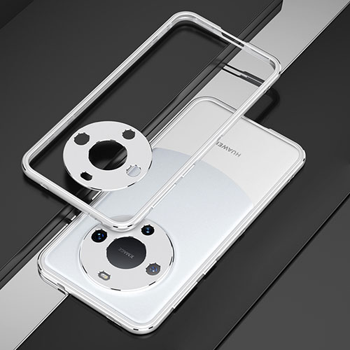 Luxury Aluminum Metal Frame Cover Case JZ4 for Huawei Mate 60 Pro+ Plus Silver