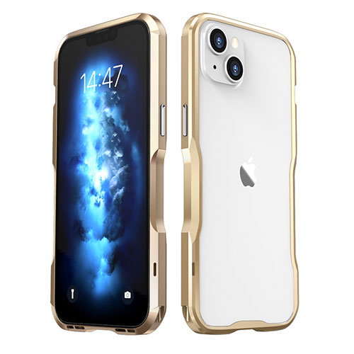 Luxury Aluminum Metal Frame Cover Case LF2 for Apple iPhone 14 Gold