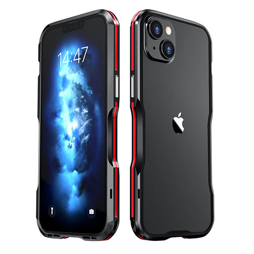 Luxury Aluminum Metal Frame Cover Case LF2 for Apple iPhone 14 Plus Red and Black