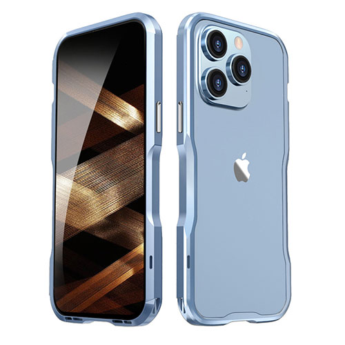 Luxury Aluminum Metal Frame Cover Case LF2 for Apple iPhone 15 Pro Blue