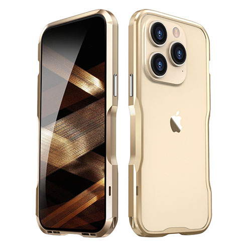 Luxury Aluminum Metal Frame Cover Case LF2 for Apple iPhone 15 Pro Gold