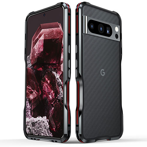 Luxury Aluminum Metal Frame Cover Case LF2 for Google Pixel 8 Pro 5G Red and Black