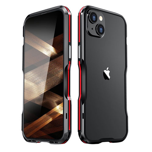 Luxury Aluminum Metal Frame Cover Case LF3 for Apple iPhone 15 Plus Red and Black