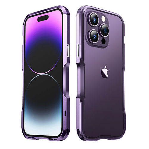 Luxury Aluminum Metal Frame Cover Case LF3 for Apple iPhone 15 Pro Max Purple