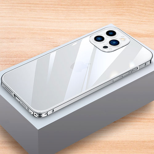 Luxury Aluminum Metal Frame Cover Case LK1 for Apple iPhone 15 Pro Silver