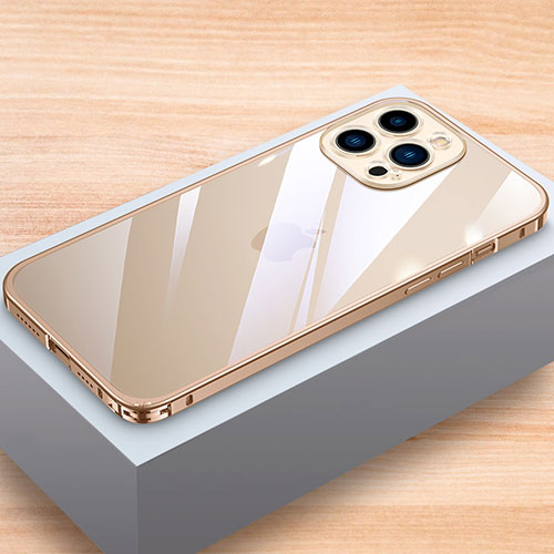 Luxury Aluminum Metal Frame Cover Case LK1 for Apple iPhone 16 Pro Max Gold