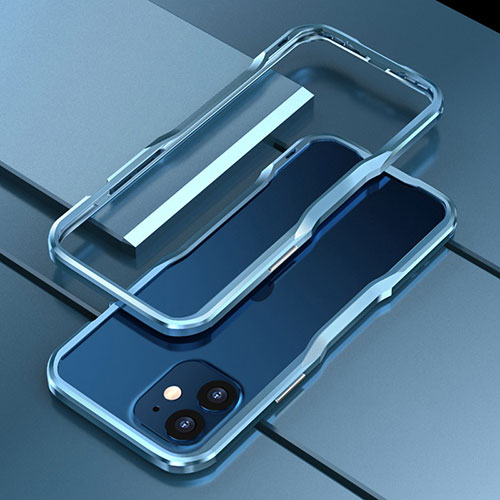 Luxury Aluminum Metal Frame Cover Case N02 for Apple iPhone 12 Blue