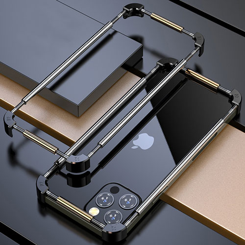 Luxury Aluminum Metal Frame Cover Case N03 for Apple iPhone 12 Pro Max Gold