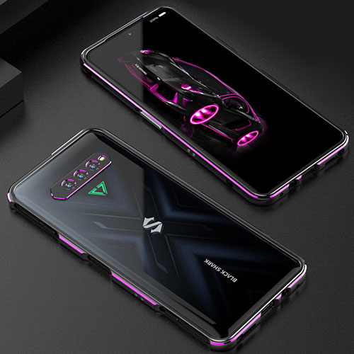 Luxury Aluminum Metal Frame Cover Case S01 for Xiaomi Black Shark 4S 5G Purple