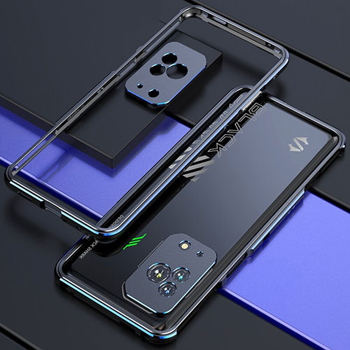 Luxury Aluminum Metal Frame Cover Case S01 for Xiaomi Black Shark 5 5G Blue and Black