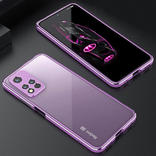 Luxury Aluminum Metal Frame Cover Case S01 for Xiaomi Poco X4 NFC Clove Purple