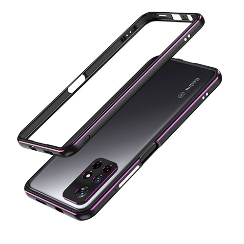 Luxury Aluminum Metal Frame Cover Case S01 for Xiaomi Redmi Note 11T 5G Purple