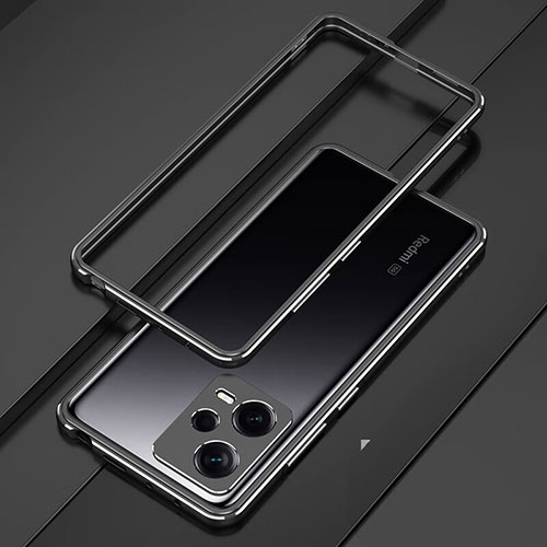 Luxury Aluminum Metal Frame Cover Case S01 for Xiaomi Redmi Note 12 Pro 5G Black