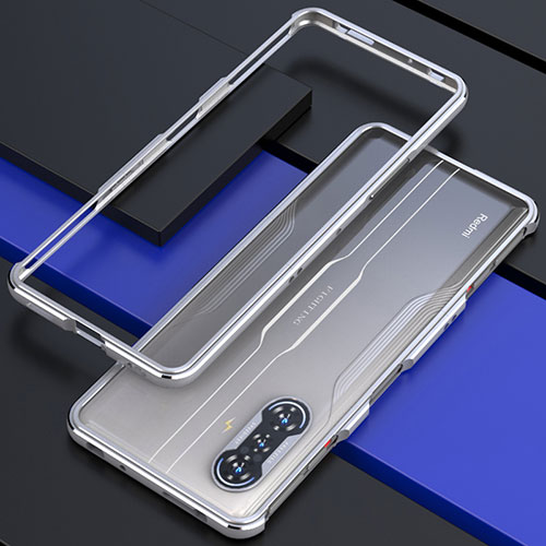 Luxury Aluminum Metal Frame Cover Case S02 for Xiaomi Redmi K40 Gaming 5G Silver