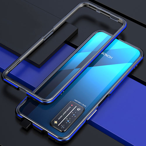 Luxury Aluminum Metal Frame Cover Case T01 for Huawei Honor X10 5G Blue and Black