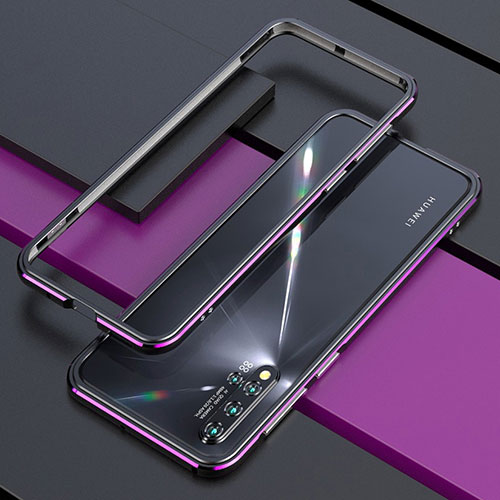 Luxury Aluminum Metal Frame Cover Case T01 for Huawei Nova 5 Pro Purple and Blue