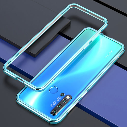 Luxury Aluminum Metal Frame Cover Case T01 for Huawei Nova 5i Cyan