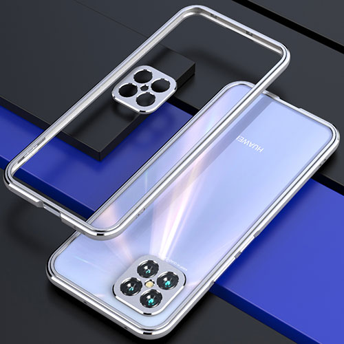 Luxury Aluminum Metal Frame Cover Case T01 for Huawei Nova 8 SE 5G Silver