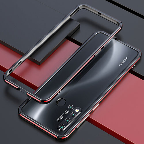 Luxury Aluminum Metal Frame Cover Case T01 for Huawei P20 Lite (2019) Red and Black