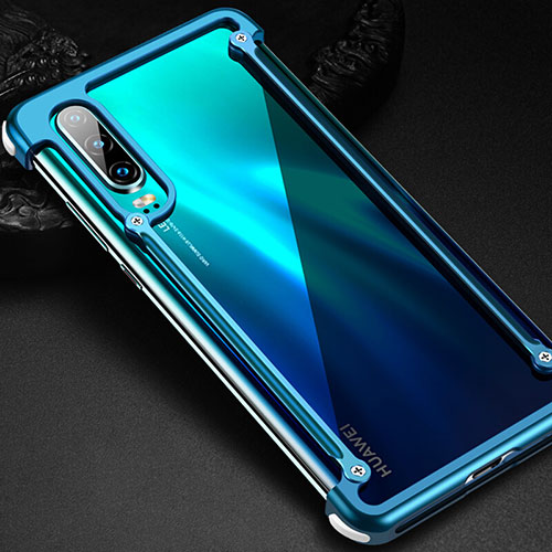 Luxury Aluminum Metal Frame Cover Case T01 for Huawei P30 Sky Blue