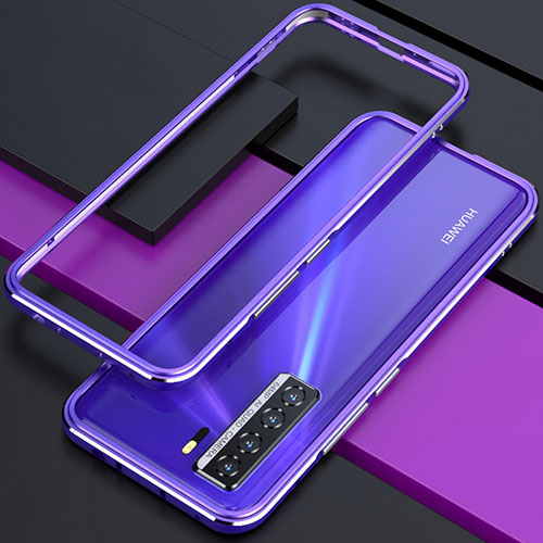 Luxury Aluminum Metal Frame Cover Case T01 for Huawei P40 Lite 5G Purple