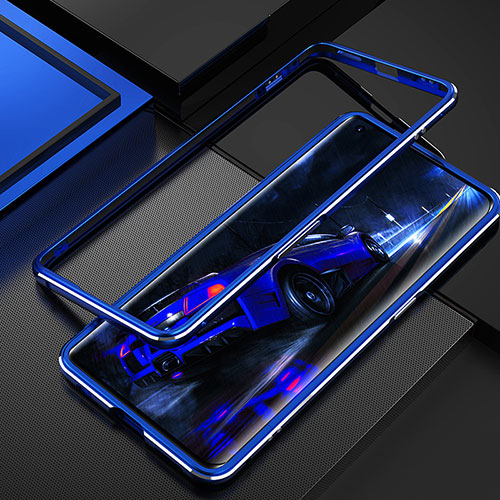 Luxury Aluminum Metal Frame Cover Case T01 for Oppo Find X2 Blue