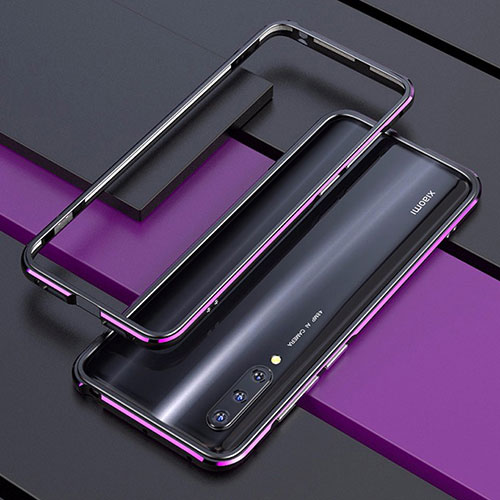 Luxury Aluminum Metal Frame Cover Case T01 for Xiaomi Mi A3 Purple