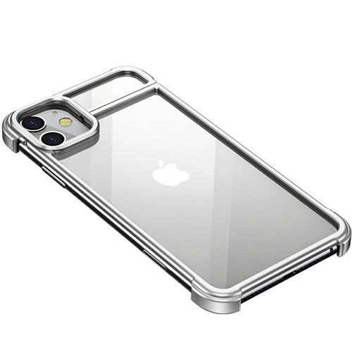 Luxury Aluminum Metal Frame Cover Case T02 for Apple iPhone 11 Silver