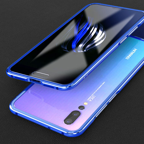 Luxury Aluminum Metal Frame Cover Case T02 for Huawei P20 Pro Blue