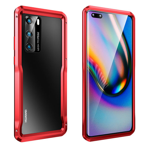 Luxury Aluminum Metal Frame Cover Case T02 for Huawei P40 Red