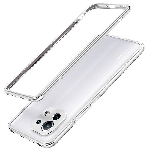 Luxury Aluminum Metal Frame Cover Case T02 for Xiaomi Mi 11 Lite 5G NE Silver