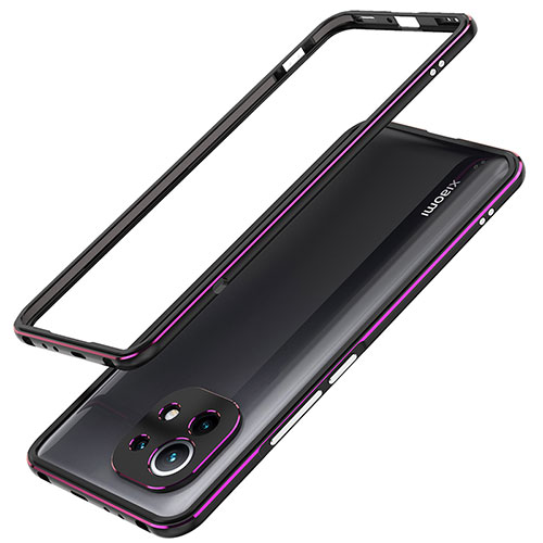 Luxury Aluminum Metal Frame Cover Case T02 for Xiaomi Mi 11 Lite 5G Purple