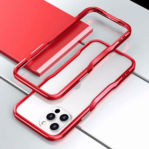 Luxury Aluminum Metal Frame Cover Case T03 for Apple iPhone 12 Pro Max Red