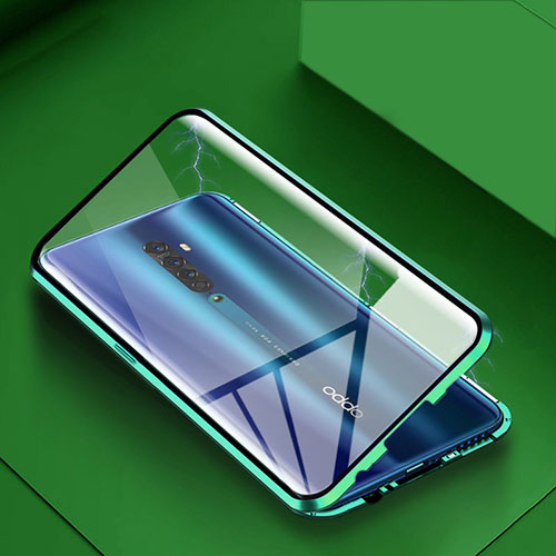 Luxury Aluminum Metal Frame Mirror Cover Case 360 Degrees C01 for Oppo Reno2 Green