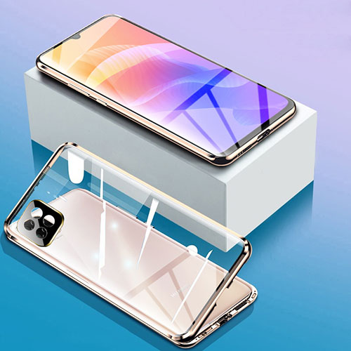 Luxury Aluminum Metal Frame Mirror Cover Case 360 Degrees for Huawei Enjoy 20 5G Gold