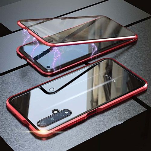 Luxury Aluminum Metal Frame Mirror Cover Case 360 Degrees for Huawei Honor 20S Red