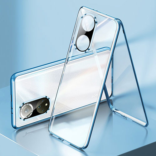 Luxury Aluminum Metal Frame Mirror Cover Case 360 Degrees for Huawei Honor 50 Pro 5G Blue