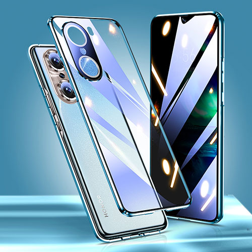 Luxury Aluminum Metal Frame Mirror Cover Case 360 Degrees for Huawei Honor 60 Pro 5G Blue