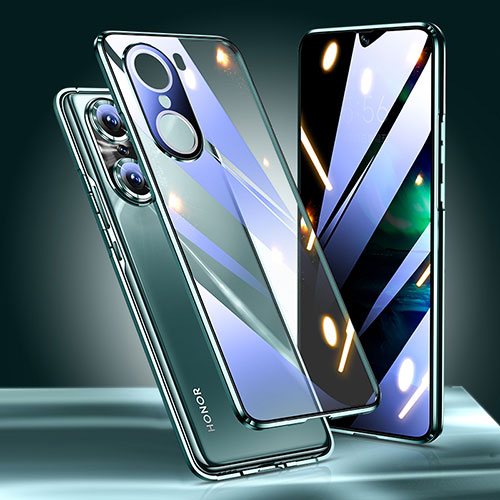 Luxury Aluminum Metal Frame Mirror Cover Case 360 Degrees for Huawei Honor 60 Pro 5G Green