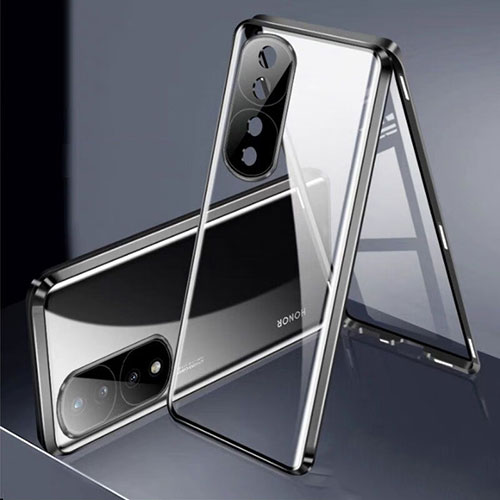 Luxury Aluminum Metal Frame Mirror Cover Case 360 Degrees for Huawei Honor 80 Pro 5G Black