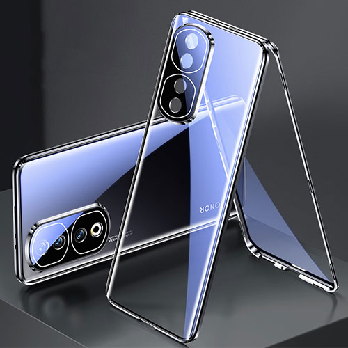 Luxury Aluminum Metal Frame Mirror Cover Case 360 Degrees for Huawei Honor 90 Pro 5G Black