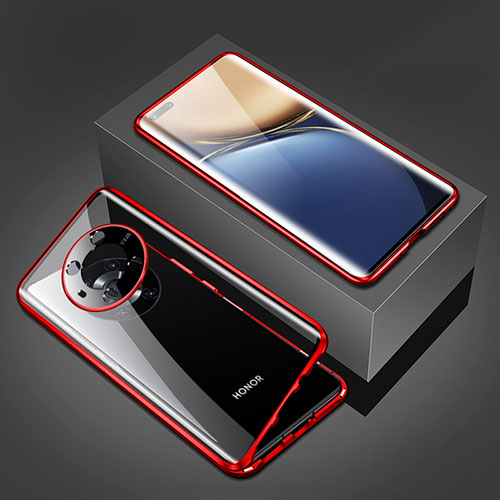 Luxury Aluminum Metal Frame Mirror Cover Case 360 Degrees for Huawei Honor Magic3 5G Red