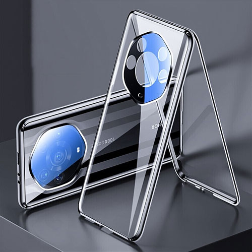 Luxury Aluminum Metal Frame Mirror Cover Case 360 Degrees for Huawei Honor Magic3 Pro+ Plus 5G Black