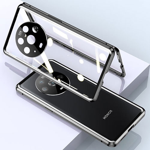 Luxury Aluminum Metal Frame Mirror Cover Case 360 Degrees for Huawei Honor Magic4 5G Black