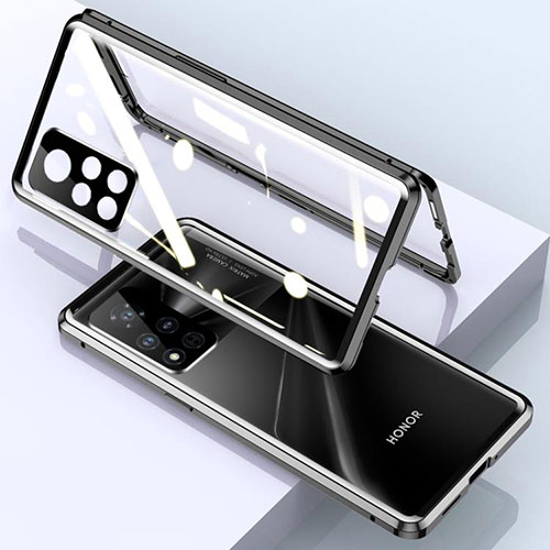 Luxury Aluminum Metal Frame Mirror Cover Case 360 Degrees for Huawei Honor V40 5G Black