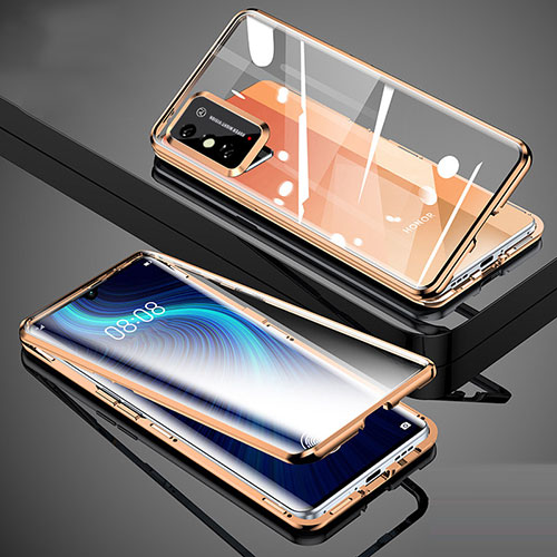 Luxury Aluminum Metal Frame Mirror Cover Case 360 Degrees for Huawei Honor X10 Max 5G Gold