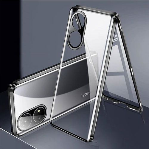 Luxury Aluminum Metal Frame Mirror Cover Case 360 Degrees for Huawei Honor X7 Black