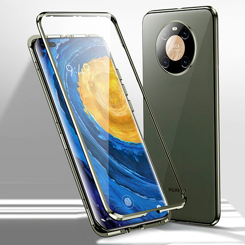 Luxury Aluminum Metal Frame Mirror Cover Case 360 Degrees for Huawei Mate 40E Pro 4G Green